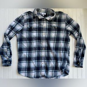 Black and White Flannel Button Up Long Sleeve Shirt- Men’s XL